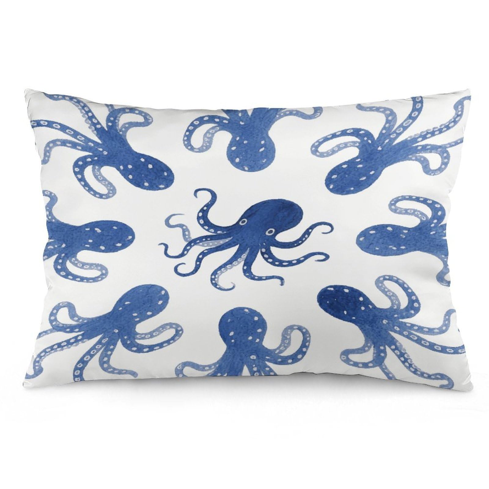 Blue Octopus Throw Pillow Cover Soft Lumbar Pillow Covers with Zipper Breathable Rectangular Cushion Case Polyester Pillow Case Decorative Body Pillow Cover for Couch Bed