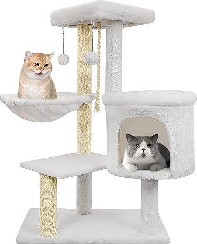 YOUPET - Torre de árbol para gatos de 34.84 pulgadas con condominio y poste rascador para gatos de interior, centro de actividades, muebles para