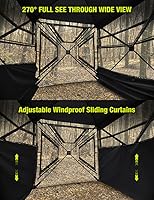 Vista 2 de TIDEWE Hunting Blind 270°Full See Through with Windproof Curtain, Silent Magnetic Door & Sliding Windows, 2-3 Person Pop Up Ground Blind with
