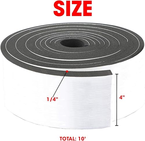 Miniatura 2 de Dualplex - Rollo de tira de espuma de neopreno, 4 pulgadas de ancho x 10 pies de largo y 14 pulgadas de grosor, sellado contra la intemperie, pelado