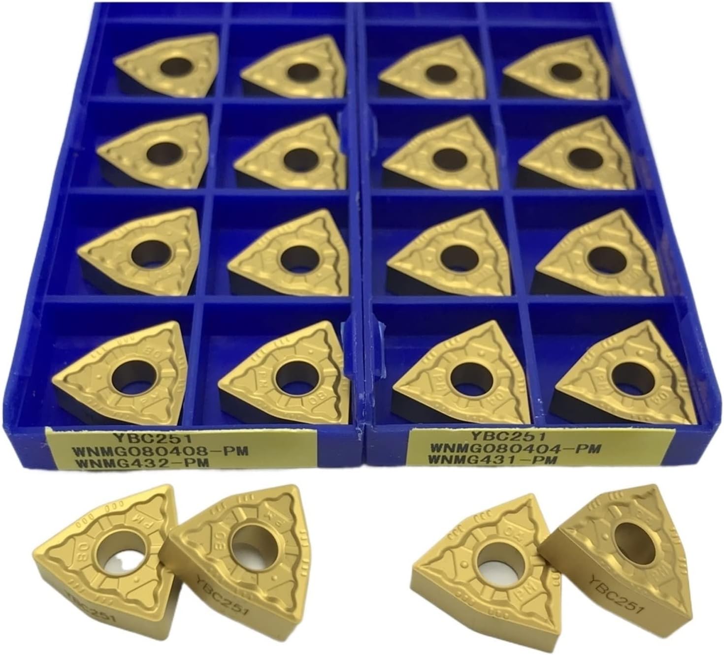 10PCS Carbide Insert External Turning Tool Steel Processing CNC Metal Lathe Tool Turning Insert (Angle : WNMG080408-PM YBC251)