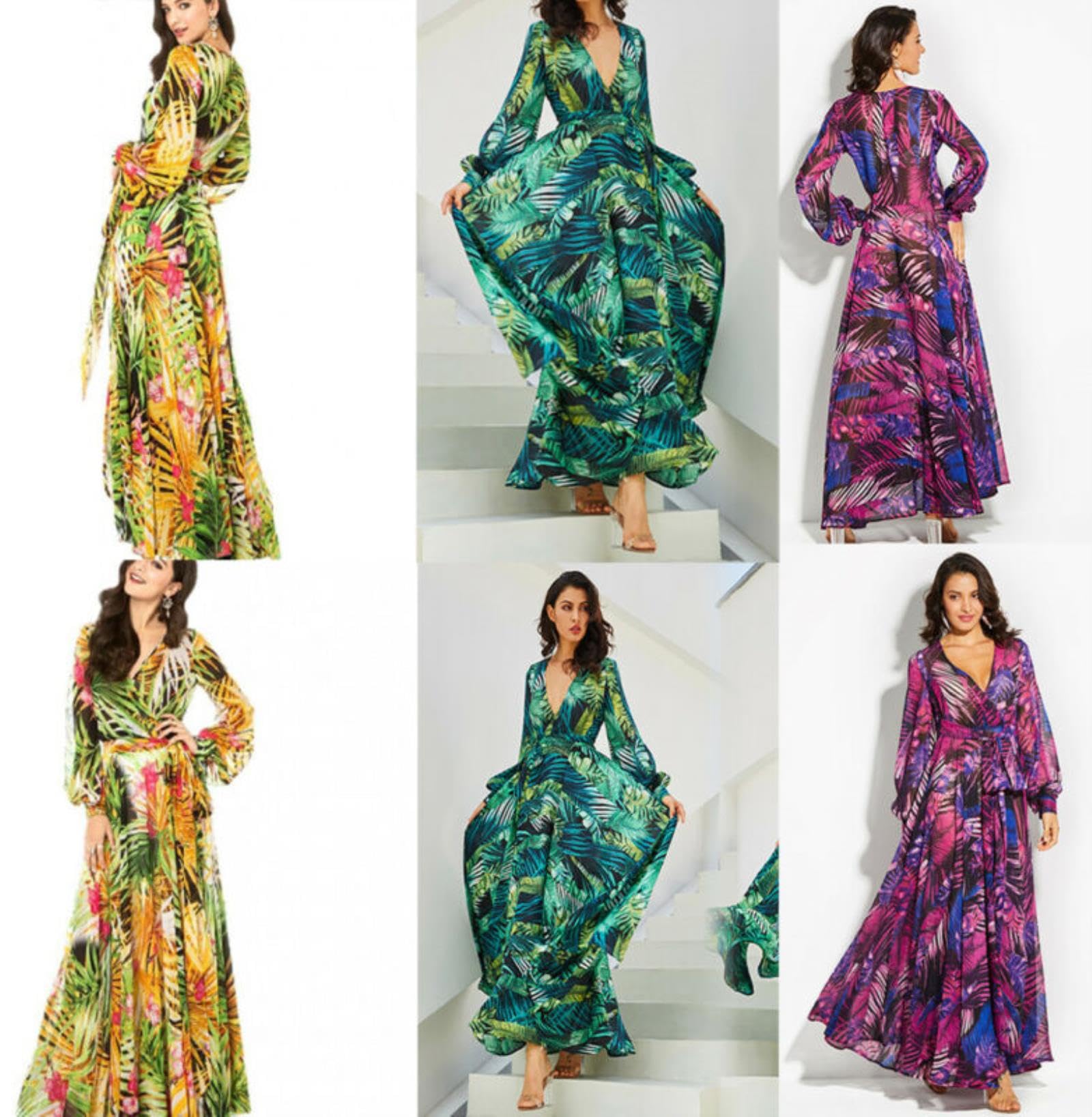 Abito da Donna Vintage Boho Abito da Sera Festa Autunno Inverno 2023 Abiti Eleganti a Maniche Lunghe Sexy Chic per Feste diurne e notturne