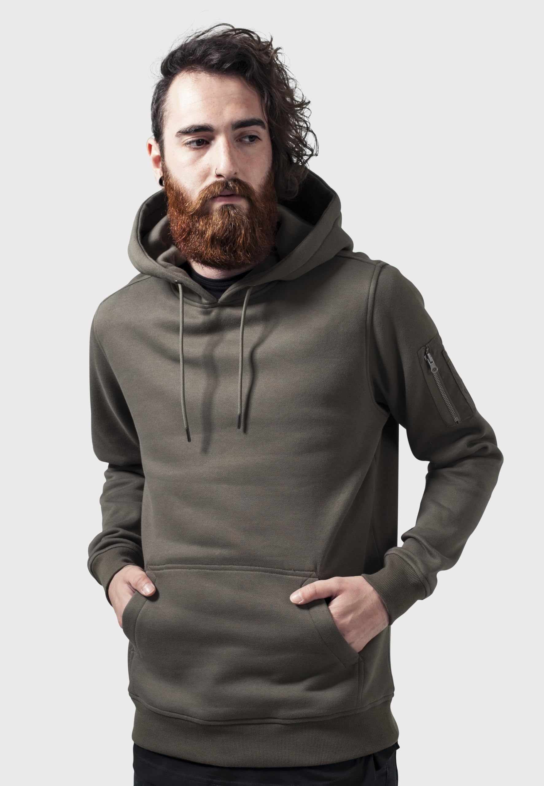 Urban Classics Męska bluza z kapturem Bomber, zielony (oliwka 176), M