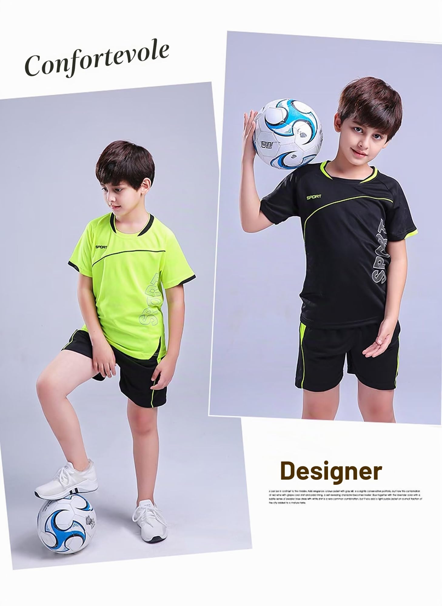 Maglia Calcio Bambino, Set di Maglie per Bambini, Kit Allenamento Calcio Tuta Calcio, T-Shirt da Calcio e Pantaloncini Sportiva da Bambini