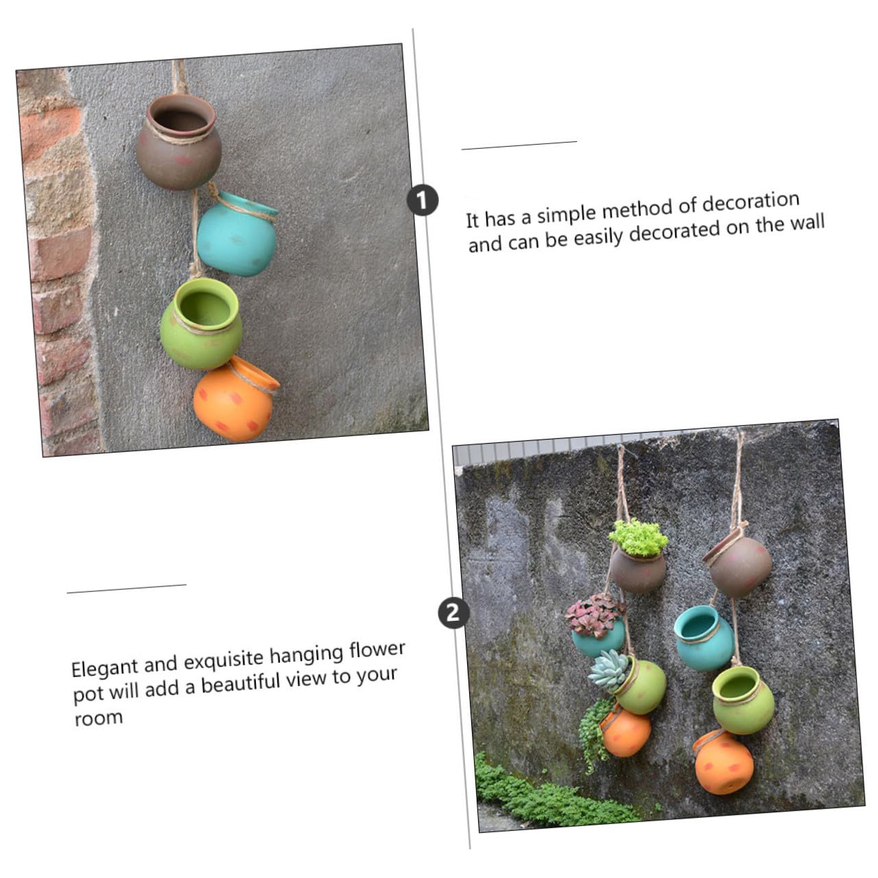 Abaodam 1 Set Pot de Fleurs Suspendu en Céramique, Décoration Élégante