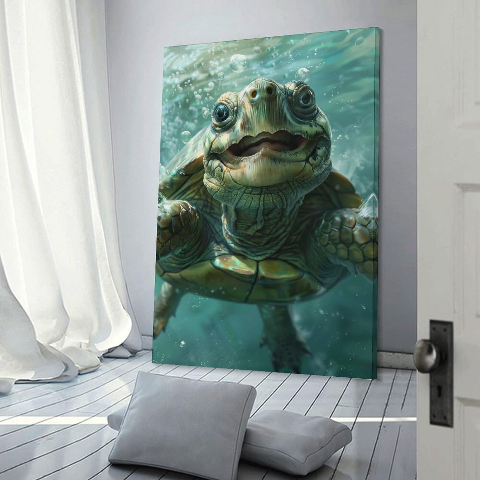 Junmoney Turtle Sea Wall Art Print, 20x30inch(50x75cm), for Bedroom Decor, Cosy Corners Or Studios, Decorative Wall Art for Cosy Rooms