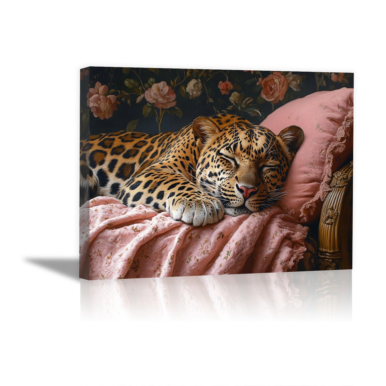 TODOAA Animal Wall Art Decor Cute Leopard Pictures for Living Room Bedroom Bathroom- farmhouse Home Walls Decoration - Abstract Nature Canvas Prints Artwork(Brown 4)-50x70cm Framed