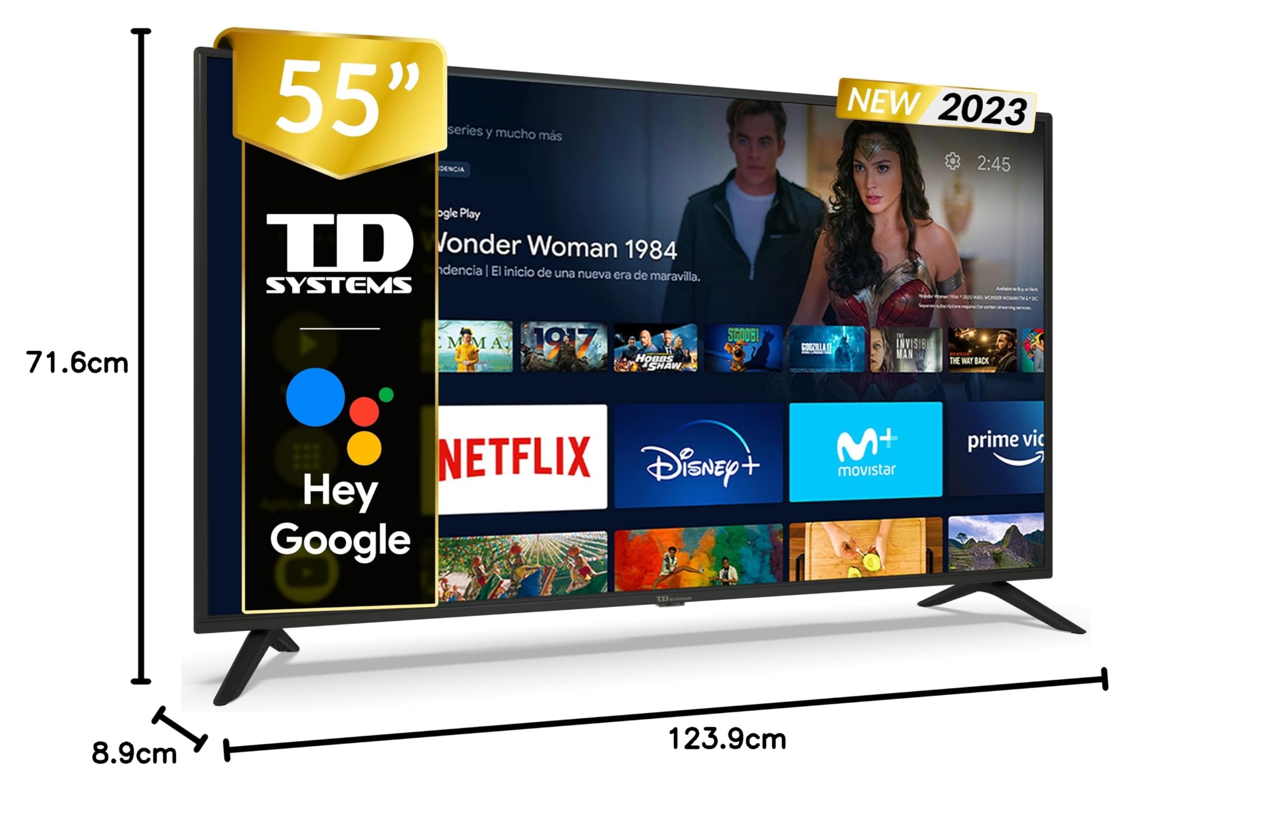 TD Systems - Smart TV 55 Pulgadas 4K Android 11, Control por Voz, televisión TDT HD. Televisor con 3 años de Garantia - PRIME55C14S