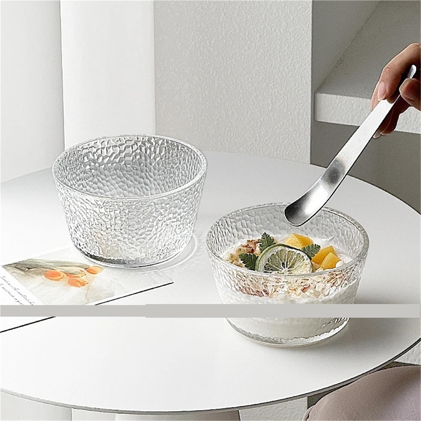 Ensaladeras Cuenco de Cristal Transparente for Helado y Ensalada, Cuenco for Helado y Yogur, Cuenco for Postre, Ensalada de Frutas, Cuenco for gelatina y Avena, 2 uds. para Cereales, Ensalada