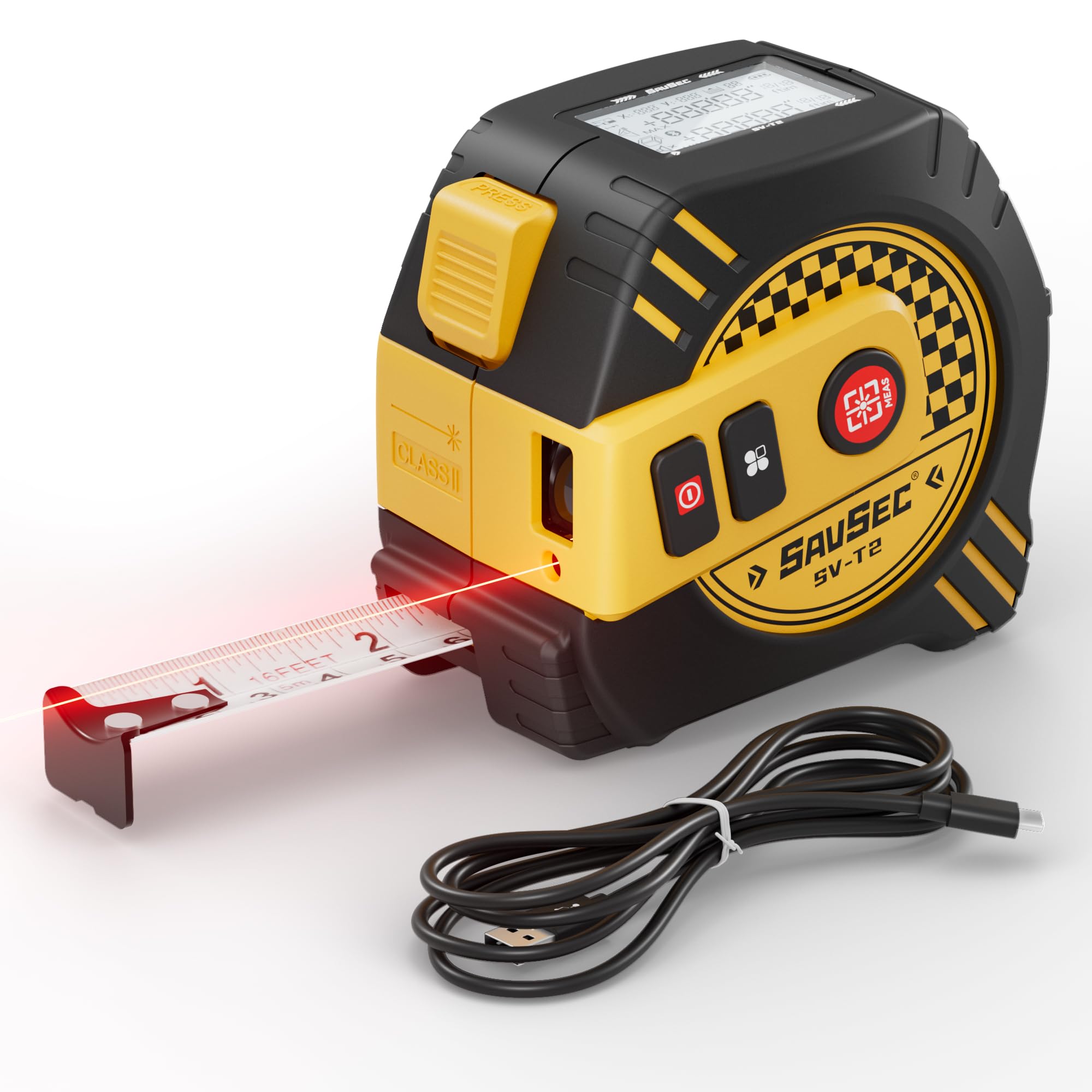 Laser Tape Measure, 2 in 1 Laser Measuring Tool & 16ft Self-Locking Measuring Tape, Digital Laser Distance Meter with Pythagorean, Area, Volume Measure & Ft/Ft+in/in/M Unit(SV-T40-US-N)