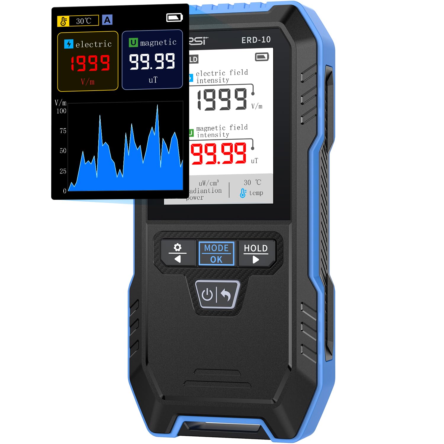 FNIRSI ERD-10 4 in 1 EMF Meter，Electromagnetic Field Radiation Detector for EF, RF, MF, Temperature-image-22