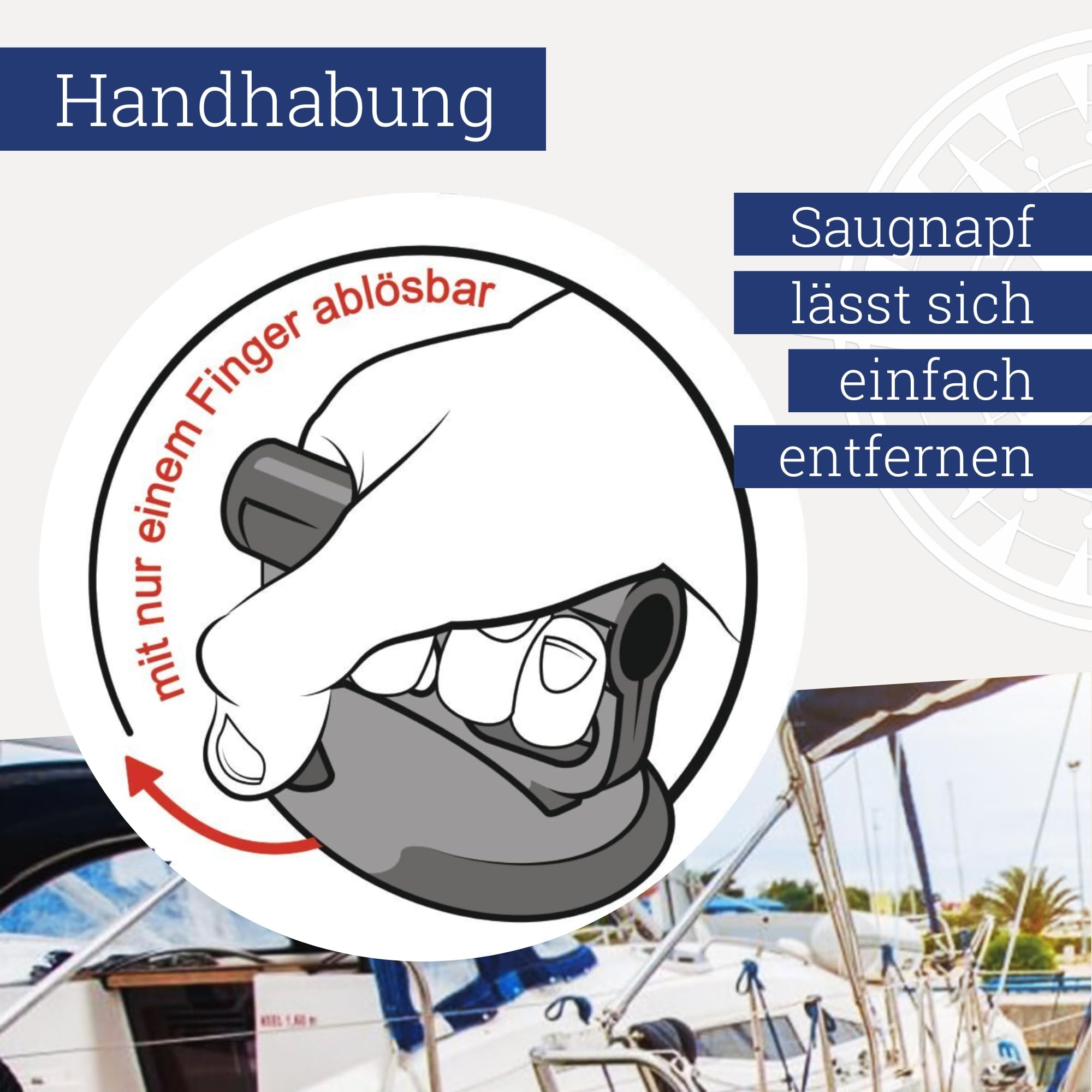 YachtGrabber – innovativer, schwimmender und nur mit Einer Hand bedienbare Saugnapf für alle Arbeiten rund um das Boot