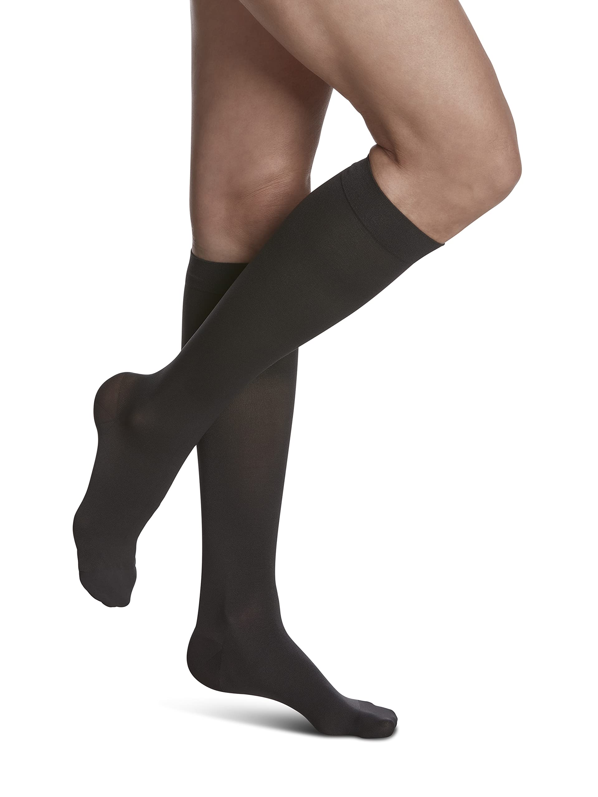 SIGVARIS Women’s Style Soft Opaque 840 Closed Toe Calf-High Socks 15-20mmHg - Graphite - Large Short