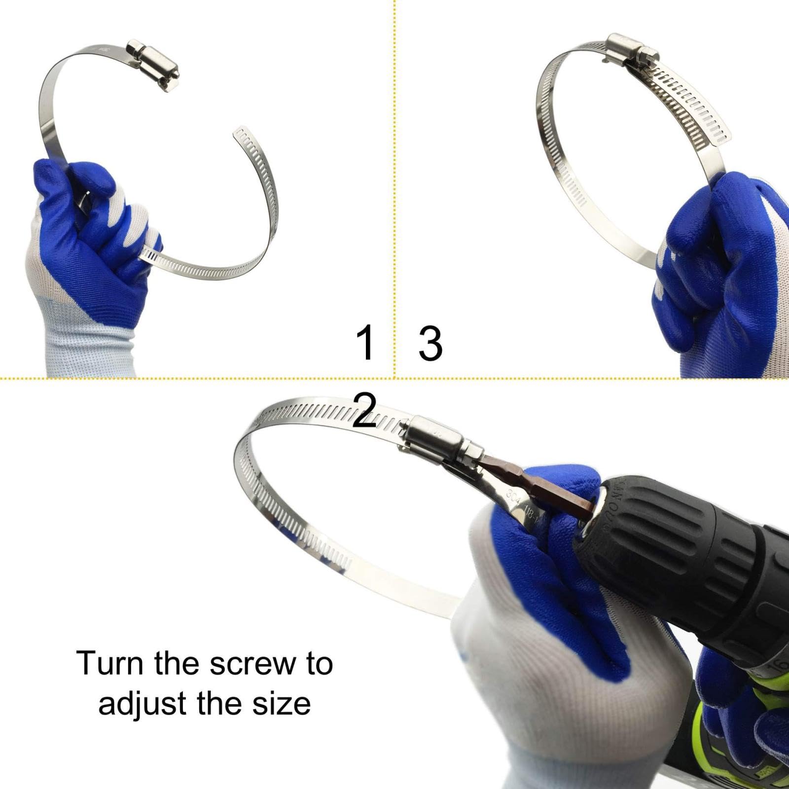 Abrazaderas de manguera de acero inoxidable ajustables de 6 a 152 mm con engranaje helicoidal (21-44 mm, 20 unidades)