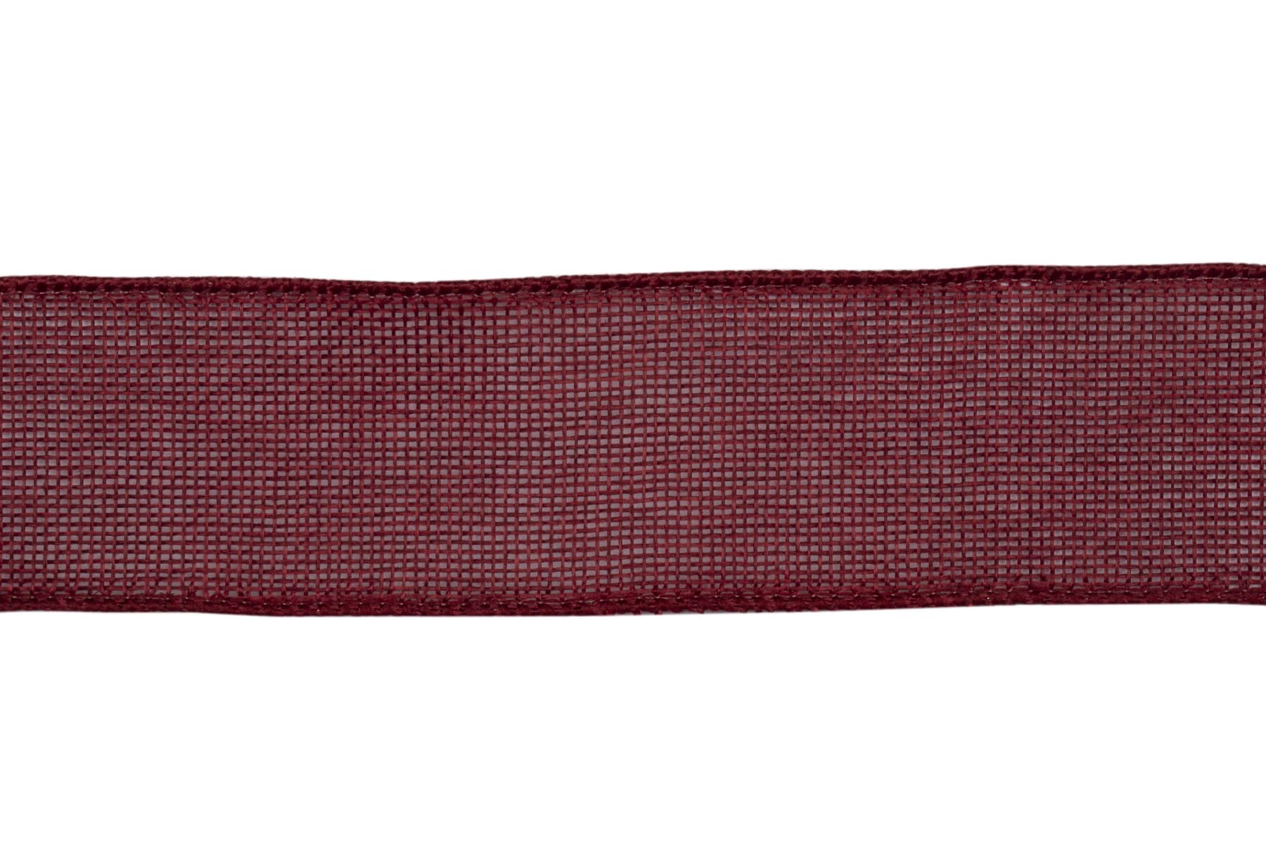 Ribbonitlux Burgundy Burlap Wired Ribbon, 50mm x 18 Meters, Wired Edge Burlap Ribbon for Gift Wrapping Big Bow, Wreath - Image 2