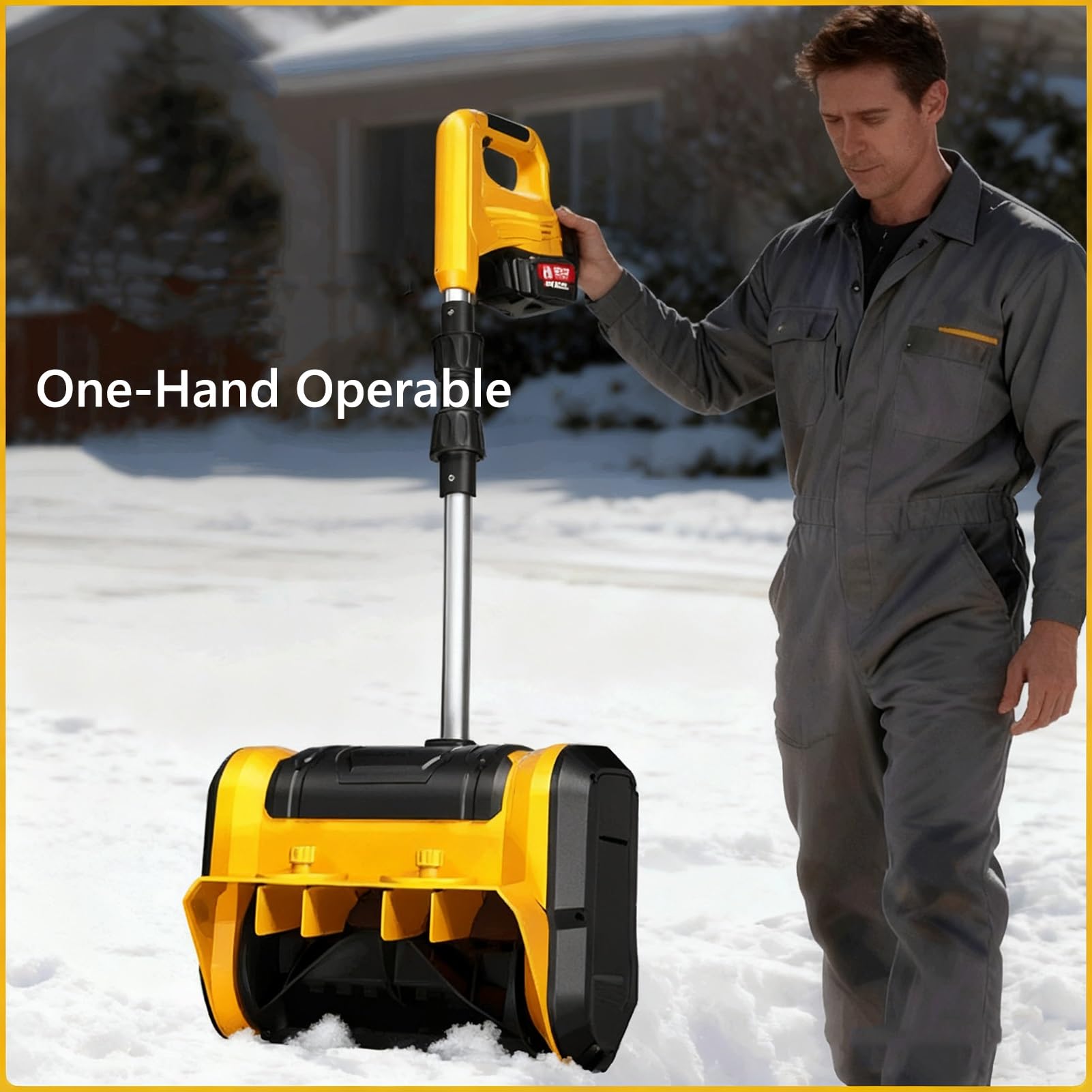 Spazzaneve elettrico 20V,Neve bagnata/pesante,Senza fili con portata di 25 piedi e pulizia in profondità di 12 pollici,Lanceneve per viali/passeggiate/terrazze(2x20V)