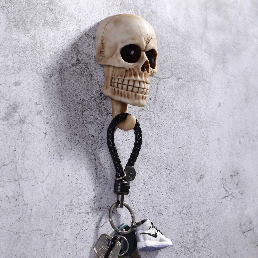 ArolaSkull Wall Hooks,Decorative Wall Mounted Key Holder Hat Rack Organizer Bathroom Hanger Home and Kitchen Use Pegs (Pack of 2)