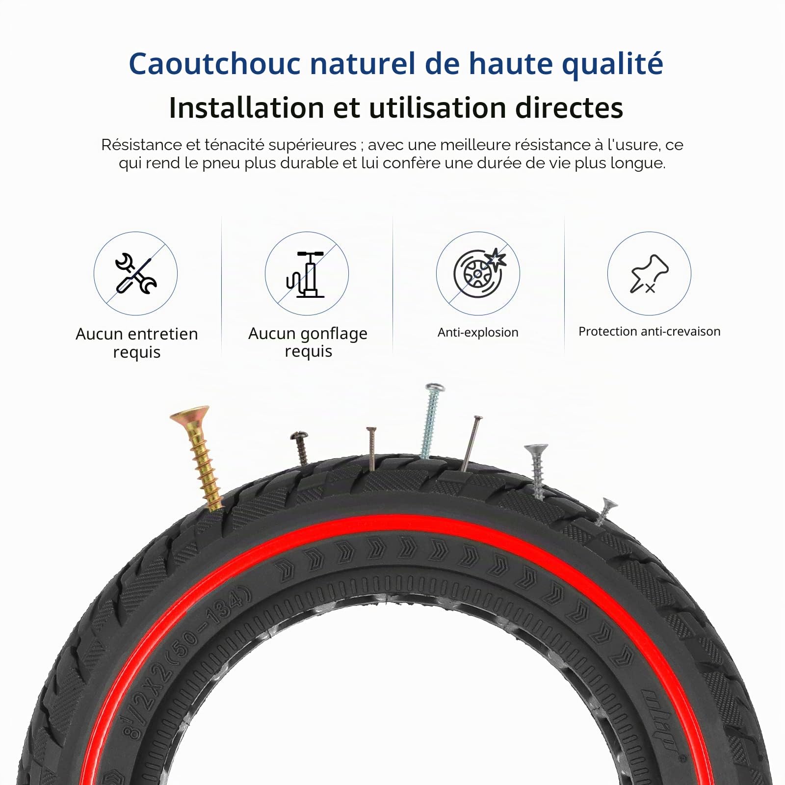 Ulip 8.5x2(50-134) pouces pneus de rechange pneus en caoutchouc plein remplacement des roues avant et arrière pour les scooters VSETT 9 9+ Zero 9 Inokim Light 2