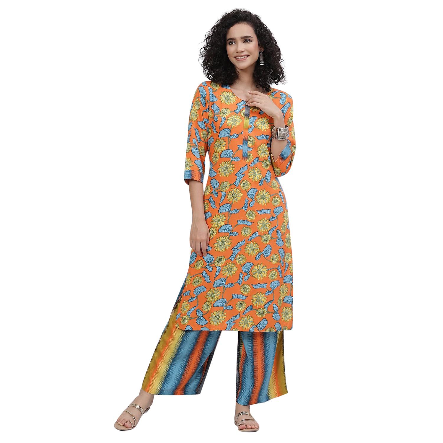 Dusk Blue LIVA Kurta Pants Set For Women
