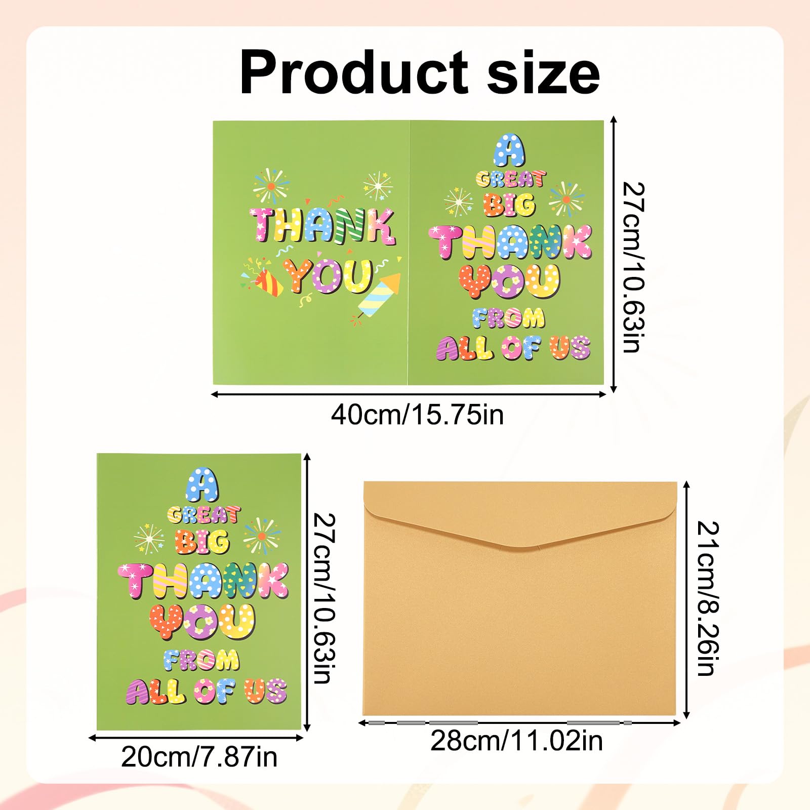 Biglietto Di Ringraziamento Gigante 40x27cm Con Busta – Nero, Per Dire GRAZIE In Grande Stile - 5