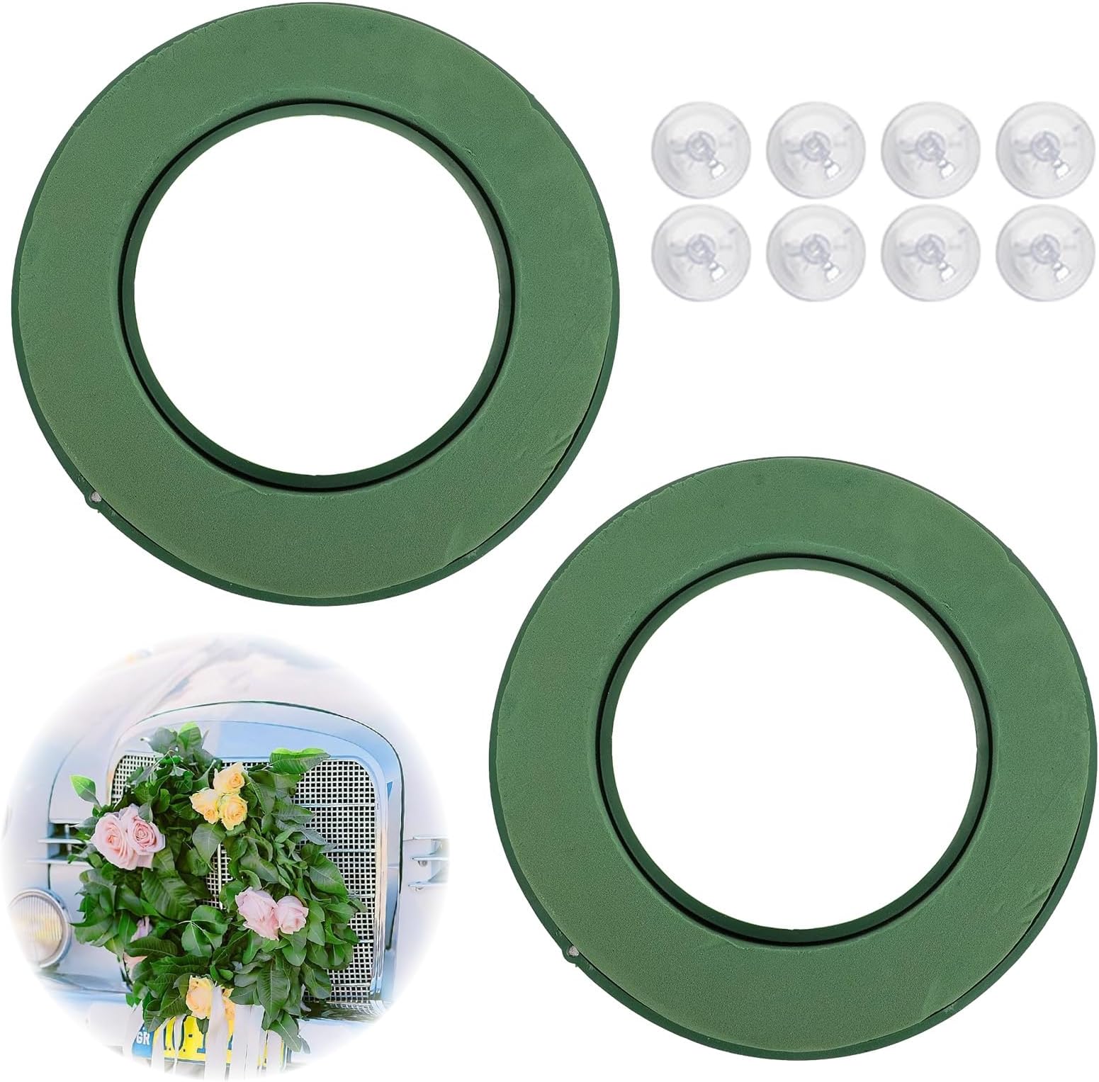 2PCS Foam Wreath Ring (12 Inch), Wreath Making Kit, Features a Plastic Backing for Excellent Support, Suitable for Handicrafts and DIY Floral Arrangements.