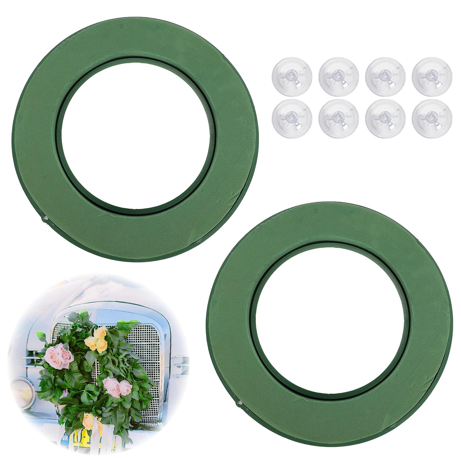 2PCS Foam Wreath Ring (12 Inch), Wreath Making Kit, Features a Plastic Backing for Excellent Support, Suitable for Handicrafts and DIY Floral Arrangements.