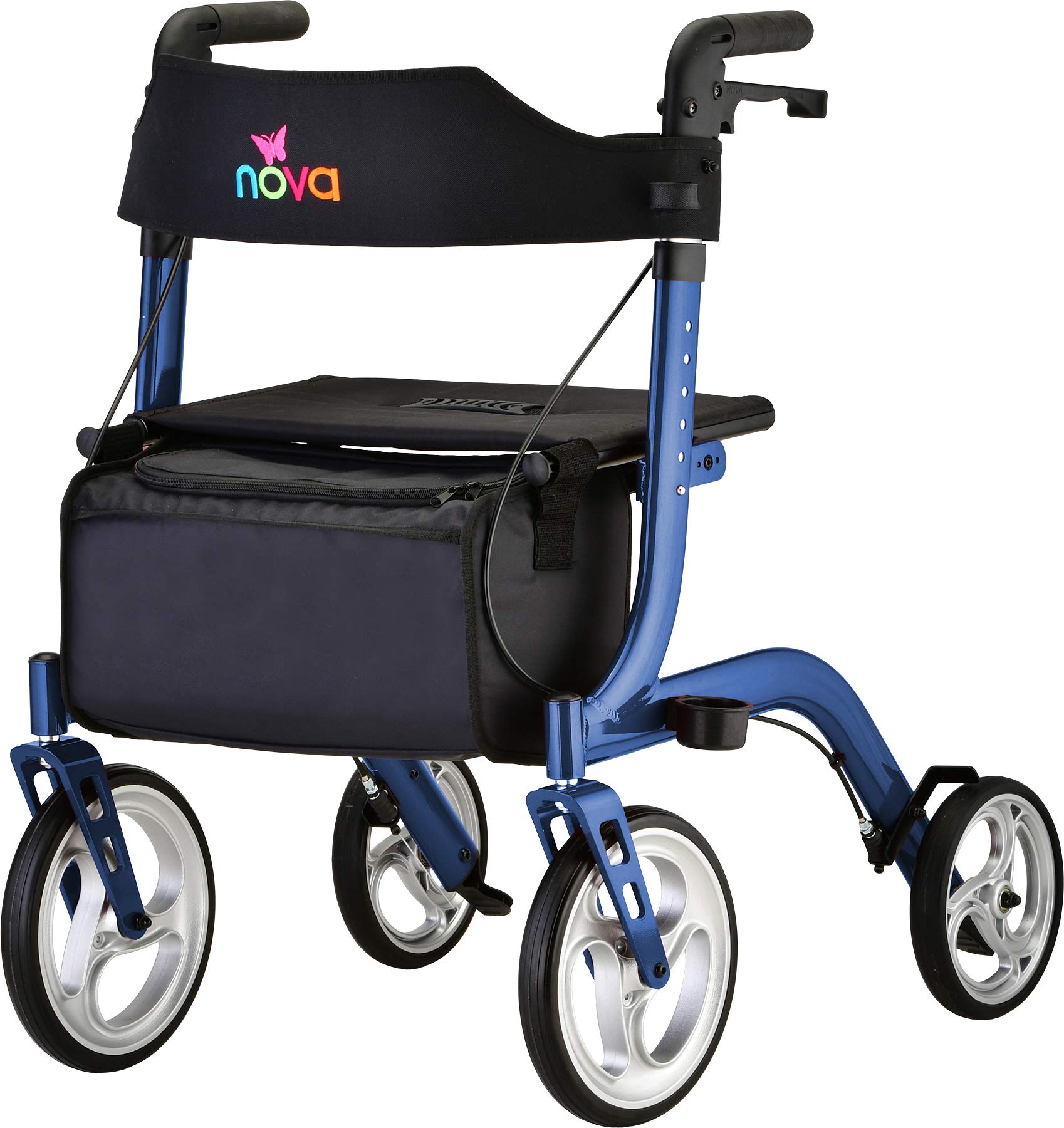 Buy NOVA Express Rollator Walker, Large 10” & 8” Wheels, Compact Foldable & Free Standing, Easy