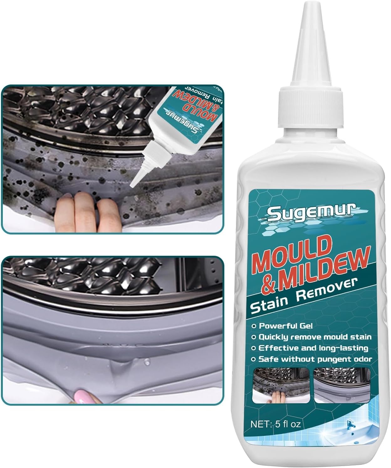 Mould Remover, Large Capacity Mould Remover Gel, Household Mildew Removal, Mould and Mildew Cleaner for Toilet Washing Machine Seal Bathroom Kitchen Sink Tile Grout Stains 2 Pack