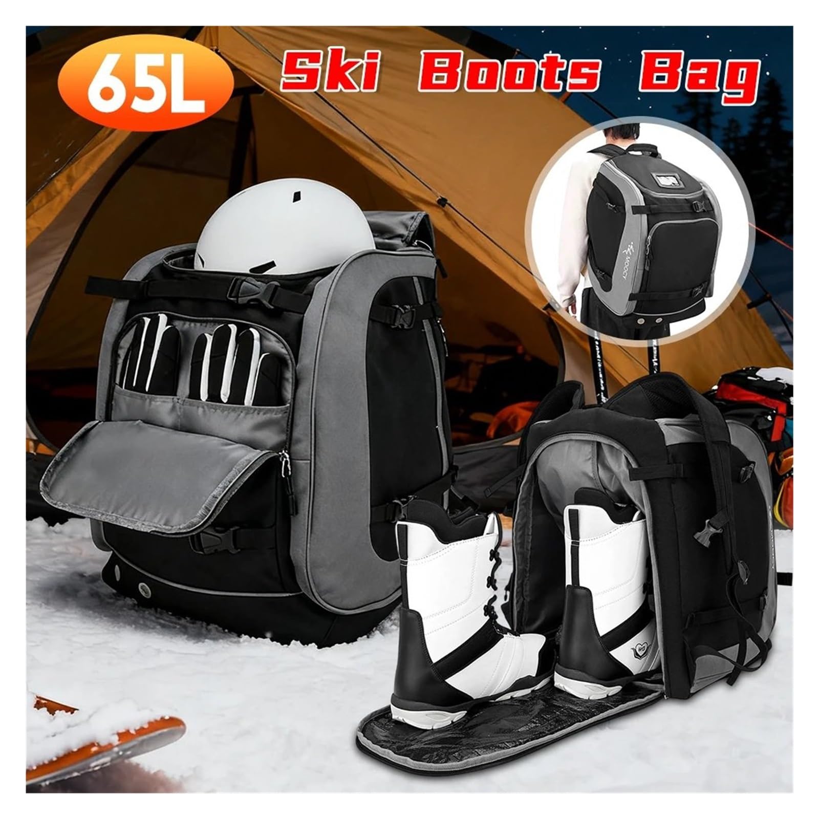Mochila para Patines en línea, Mochila for Botas de esquí, Mochila Unisex Gran Capacidad, Impermeable, for Casco