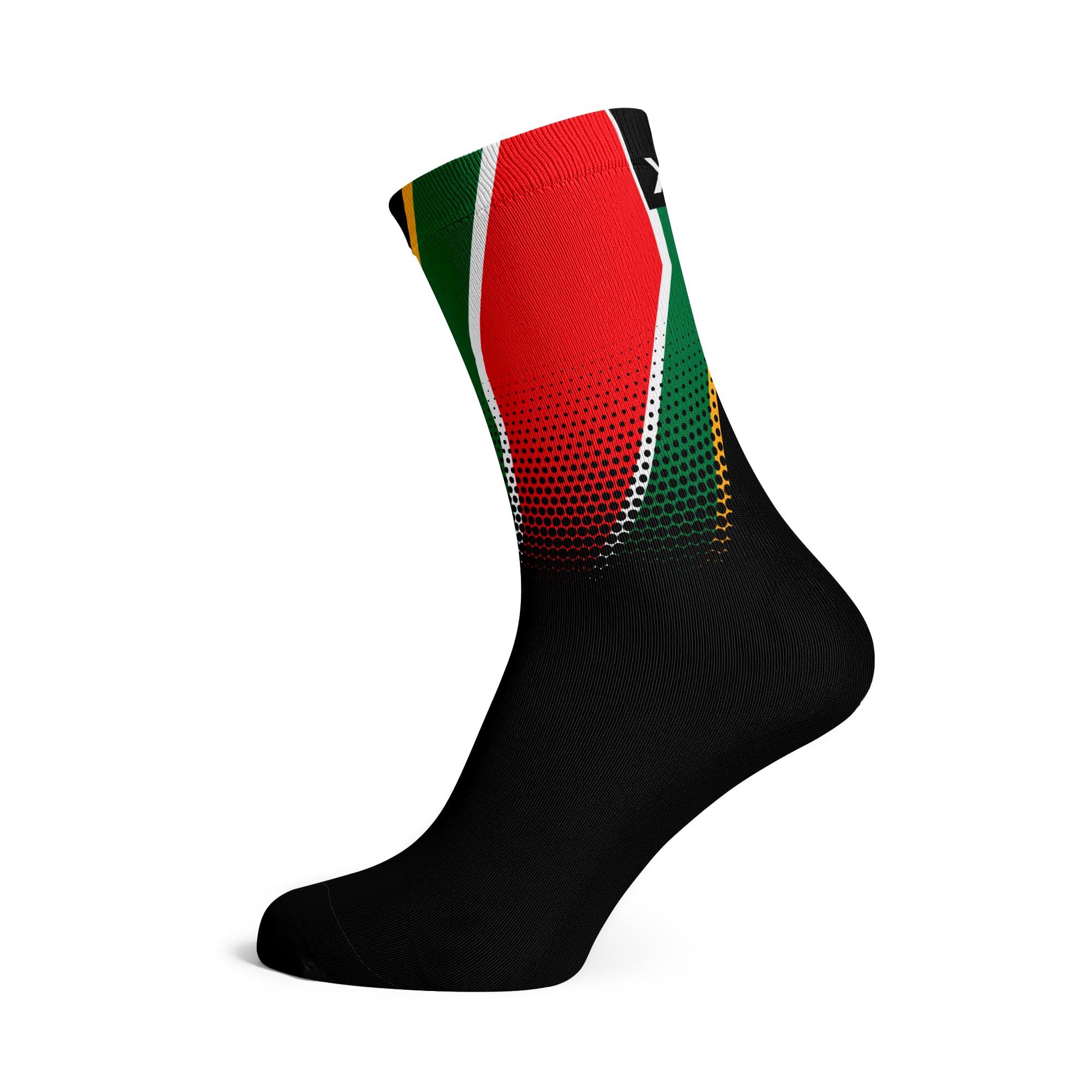 Sox Footwear Unisex Multi-Colour South Africa Flag Black Crew Socks, 42-47