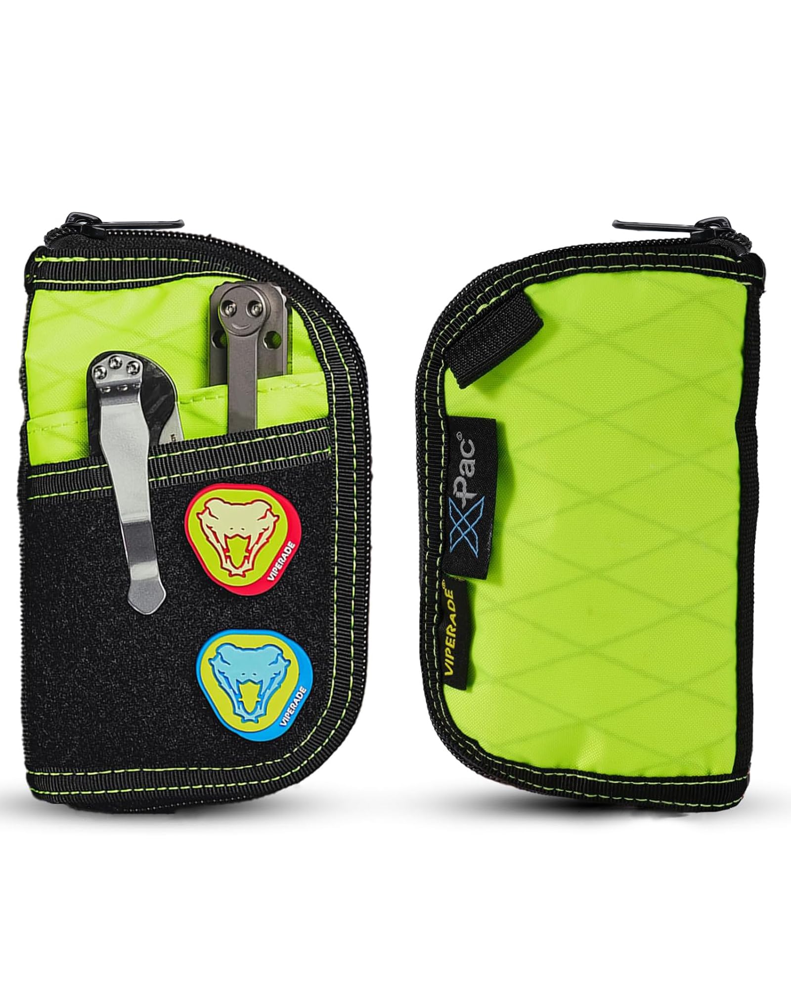 VIPERADE VE10 EDC Pouch Small Pocket Tool Pouch with 10 Compartments, Men's Pocket Organizer for Multitools, EDC Organizer with Patches Area for DIY (X-Pac Green)