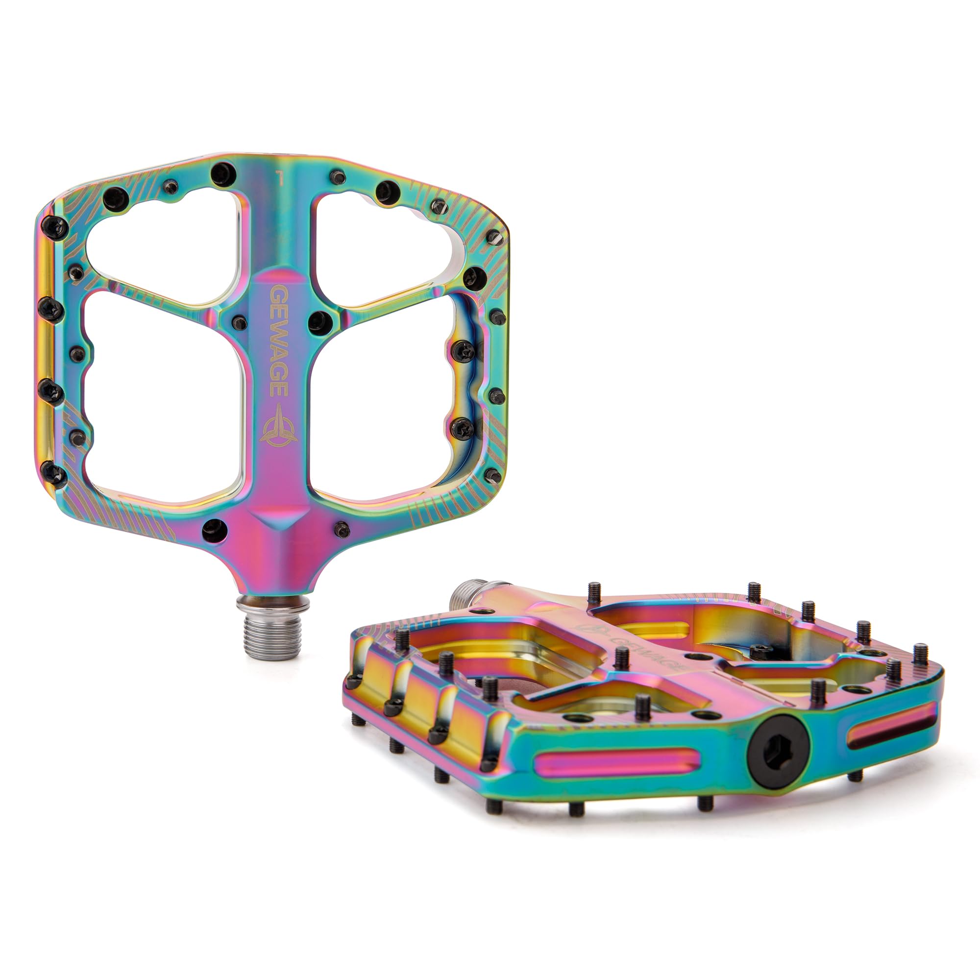 GEWAGE Set de Pedales MTB - Pedales de Bicicleta CNC de Aluminio, rodamiento de Bolas & Sistema de Sellado para Mountain Bike, Gravel, Trekking – Ideal para Downhill & Trail