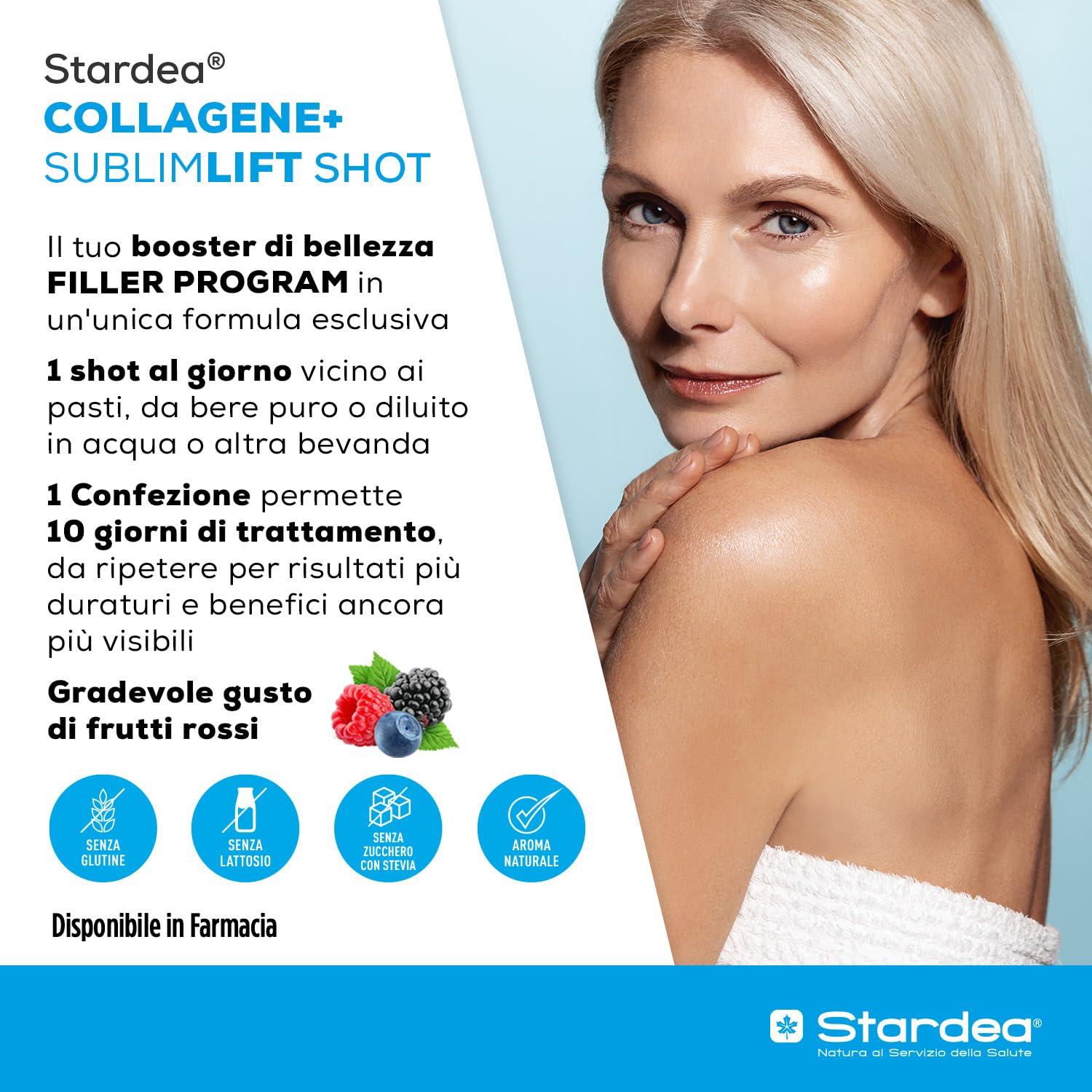 COLLAGENE MARINO E ACIDO IALURONICO | 10g COLLAGENE MARINO IDROLIZZATO CON ACIDO IALURONICO + VITAMINA C + BIOTINA + ZINCO | Collagene da Bere 10 FLACONI | STARDEA COLLAGENE+ SUBLIMLIFT SHOT