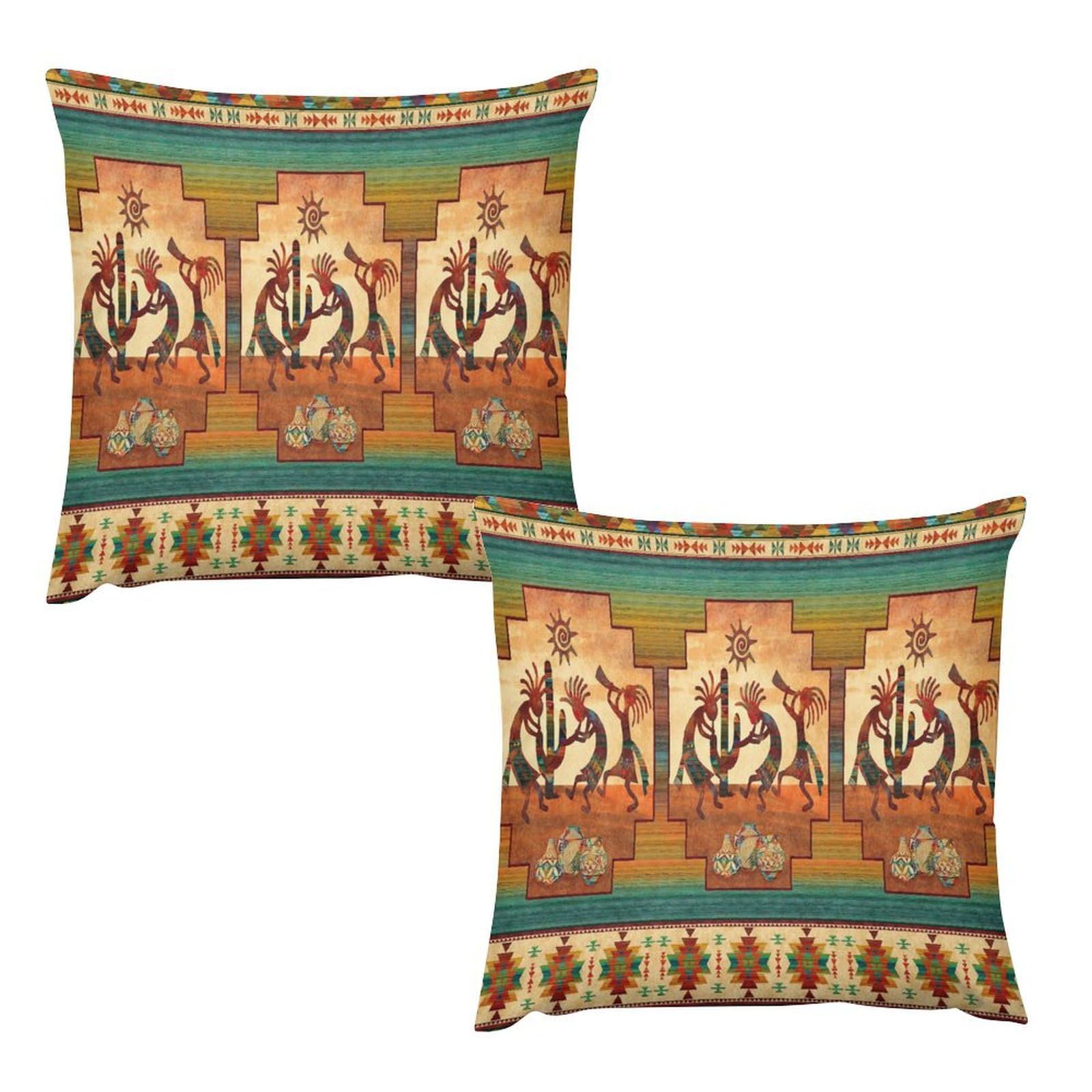 FengMingRui Southwestern Aztec Throw Pillow Covers Abstract Native Tribal Country Farmhouse Pillowcovers for Living Room Bedroom Kitchen Home Decor Cafe Sofa Couch Bed Set of 2 18 "x18