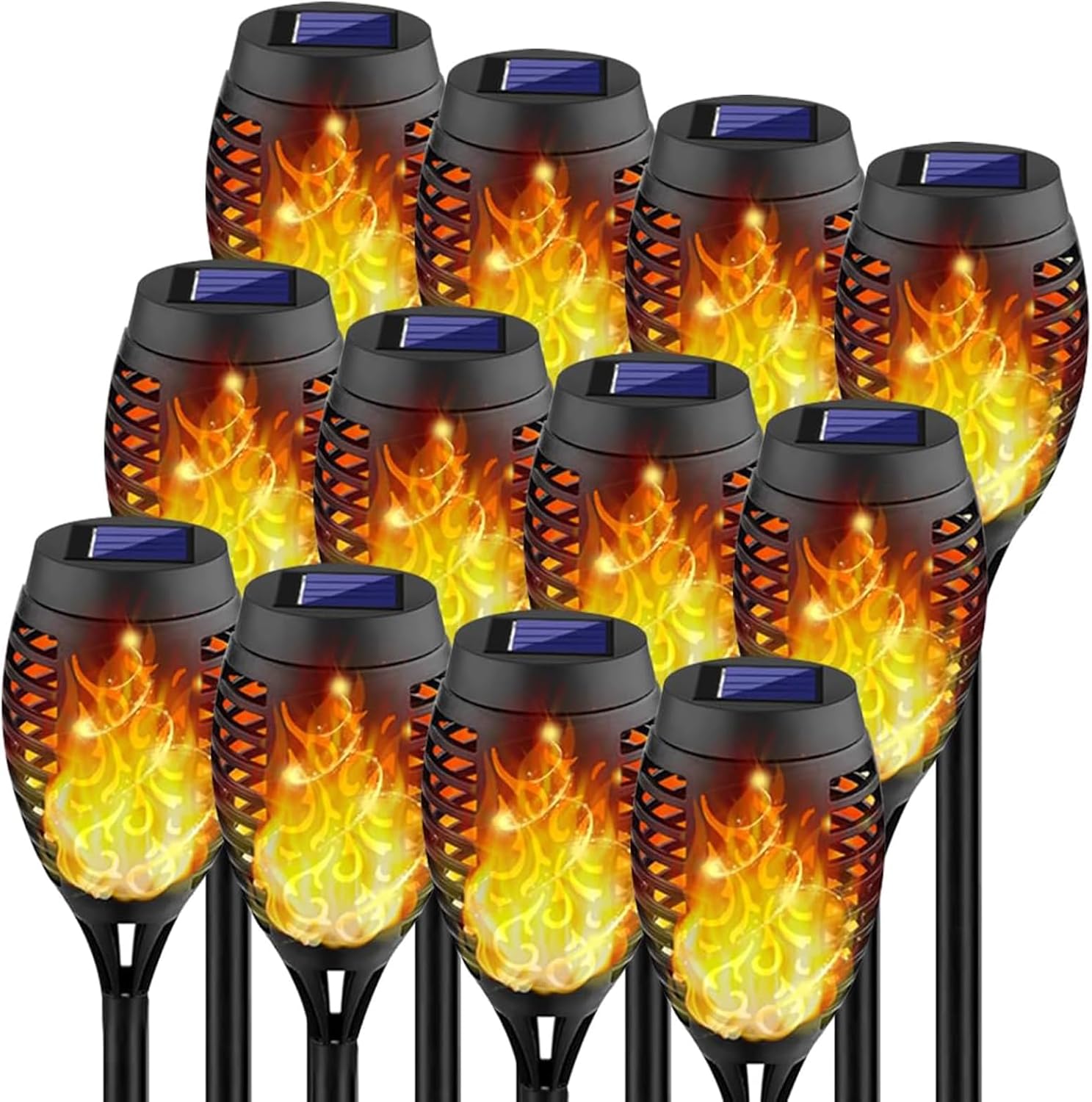 Swingers Solar Lights Outdoor,Solar Torch Lights with Flickering Flame,Waterproof Outdoor Garden Lights for Outside Patio Pathway Yard Decorations(12, Yellow)