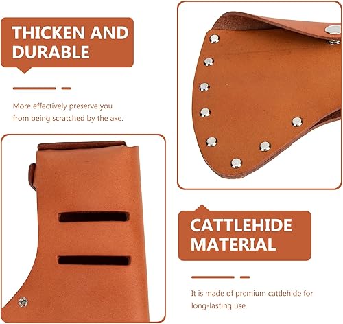 Miniatura 6 de Housoutil 1 hacha de cuero ajustable, cubierta de cuchillas de hacha de cuero, funda de transporte duradera para accesorios de campamento, artículos