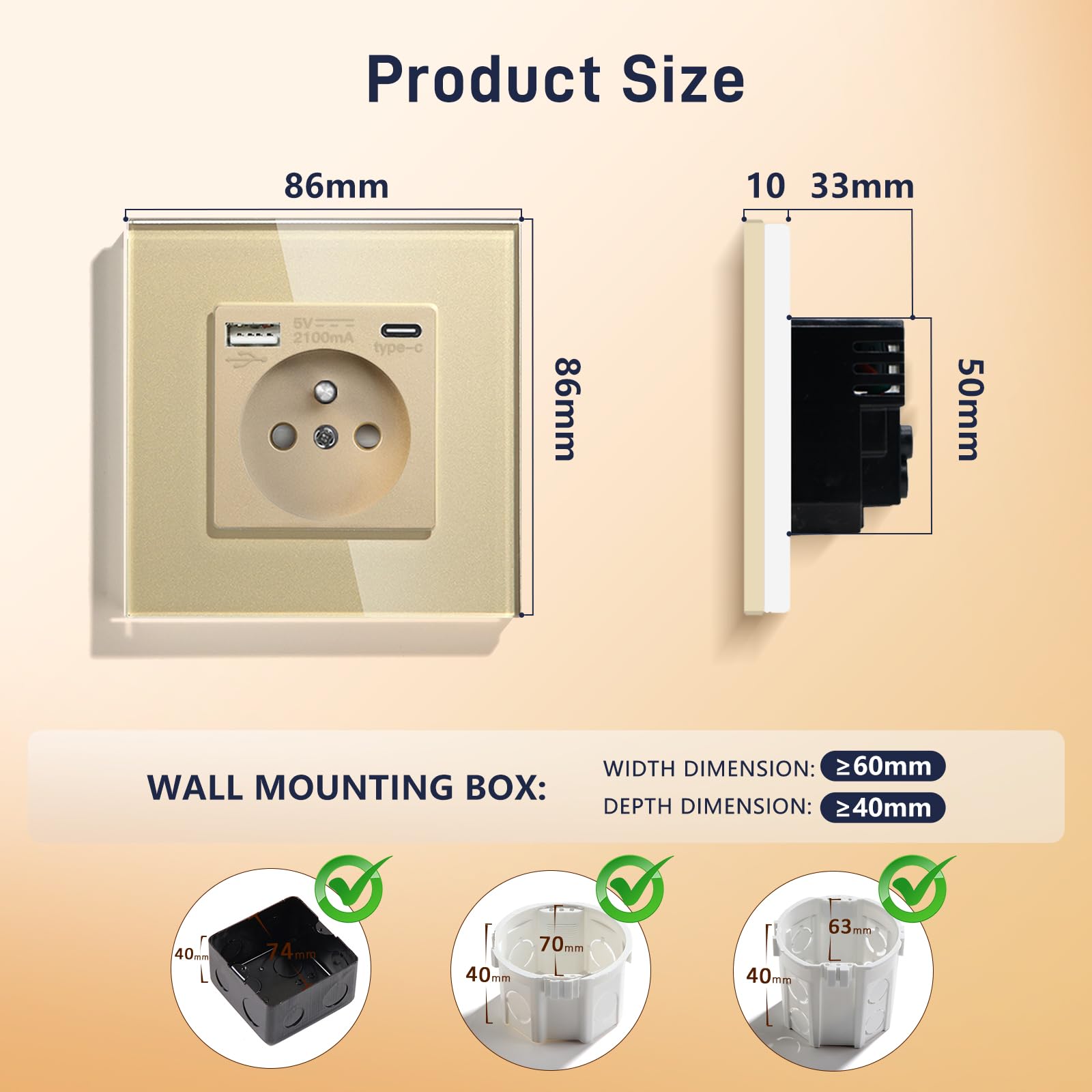 La prise murale BSEED combine une prise secteur 16A avec des ports USB-A et Type-C dans un élégant panneau en verre.