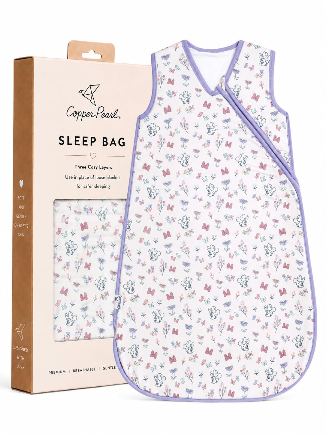 Premium 3-Layer Knit Sleep Bag 1.7 TOG "Minnie Mouse's Bowquet" by Copper Pearl