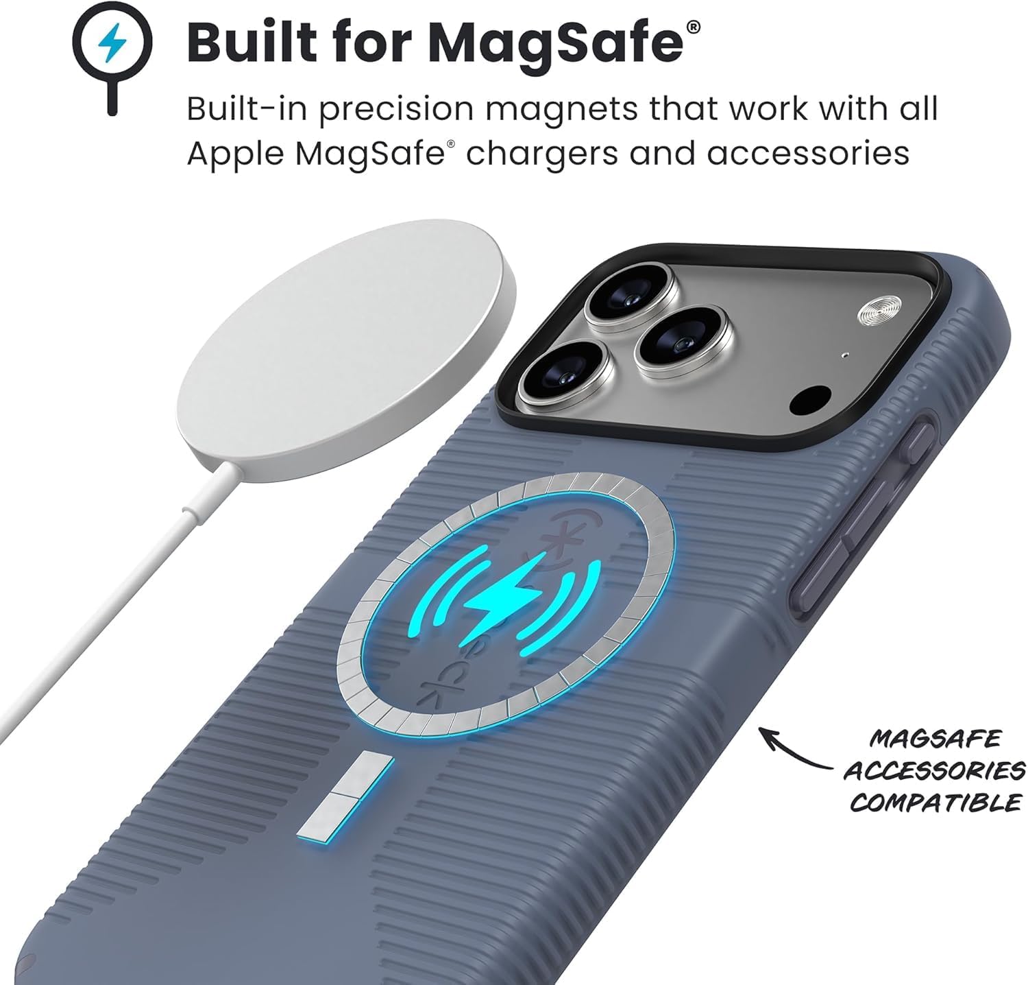 Speck CANDYSHELL Grip +MS Case for iPhone 17 Pro Max - Mystery Blue/Faded Denim | Slim Protective Grip | Drop Protection | MagSafe Compatible