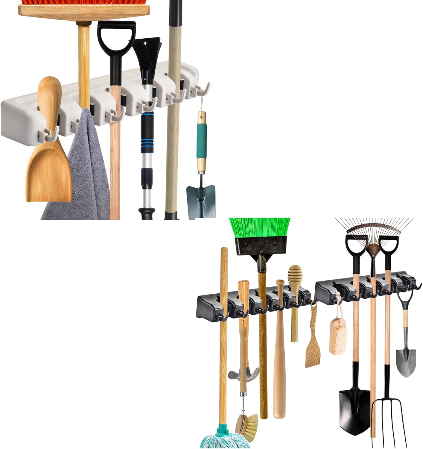 ONMIER 3 Pack Mop and Broom Holder Wall Mount Broom Holder Wall Mounted Organizer