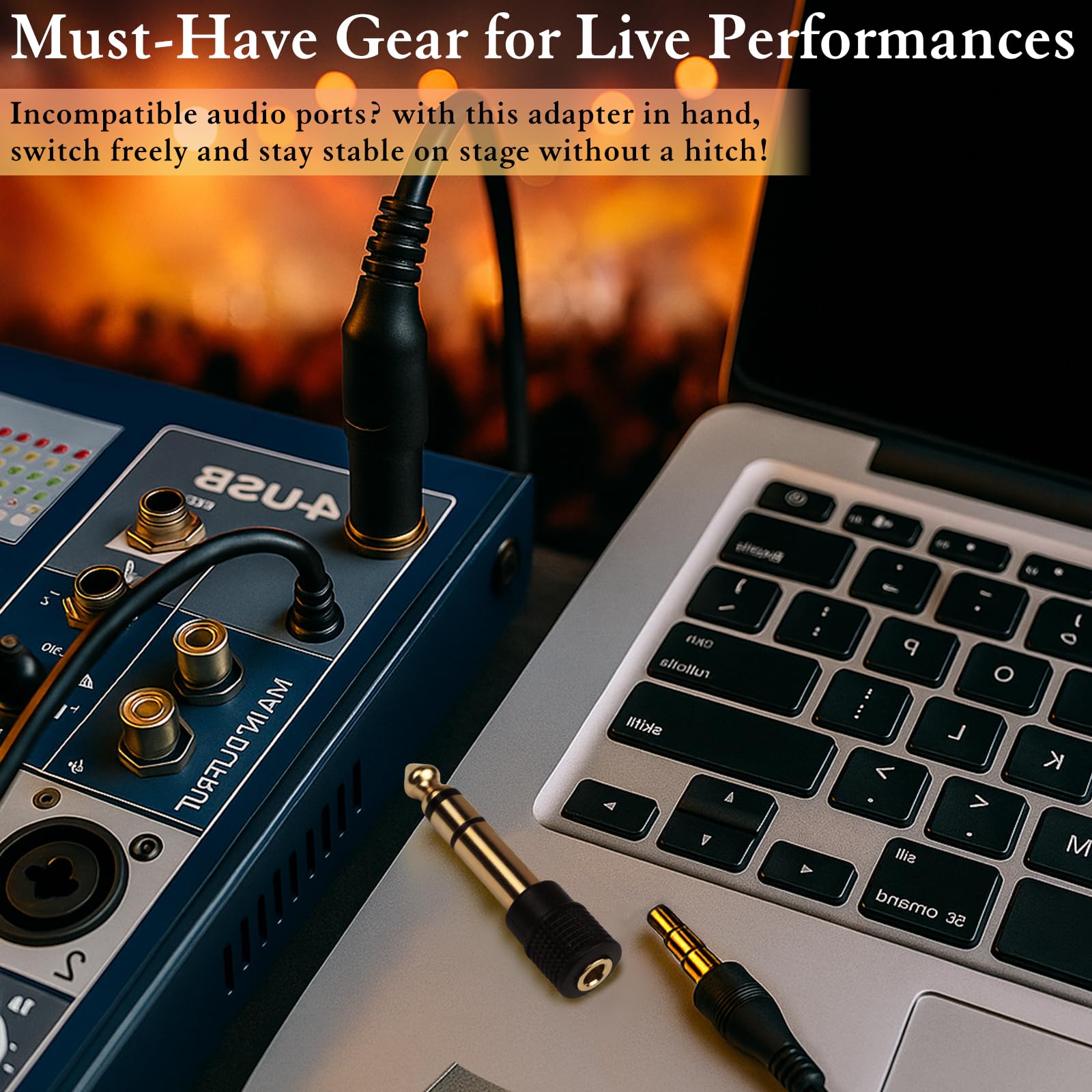 Paquete de 3 adaptadores de audio de 6,35 mm macho a conector de auriculares estéreo hembra de 3,5 mm, chapado en oro