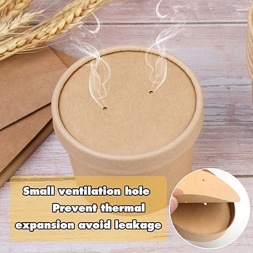 Miniatura 5 de 75 juegos Vasos de sopa de papel de 12 onzas, recipientes de papel para alimentos con tapa ventilada, recipientes de papel desechables para sopa de