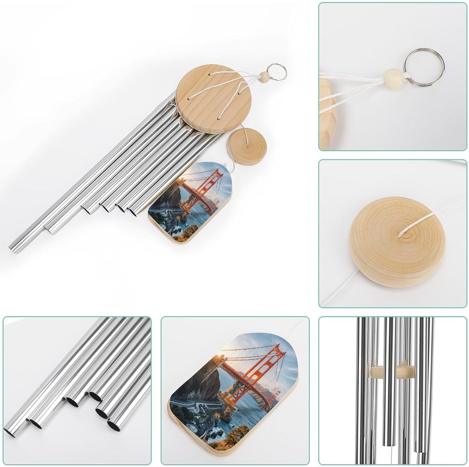 Golden Gate Bridge Wind Chimes Soothing Melodic Tones Wind Bell Personalized Wind-Chime Create A Zen Atmosphere Suitable for Outdoor Garden Patio Decoration