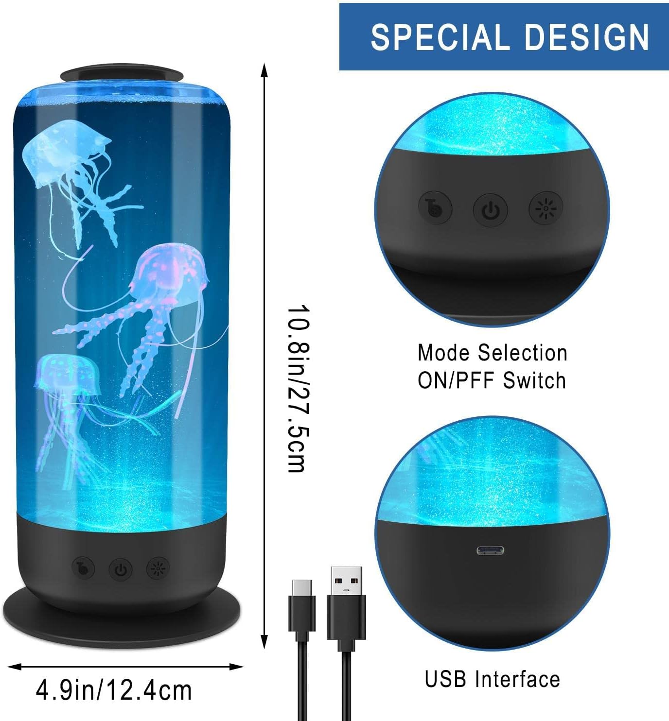 Jellyfish Lava Lamp, LED Jellyfish Aquarium Lamp, 7 Color Changing
