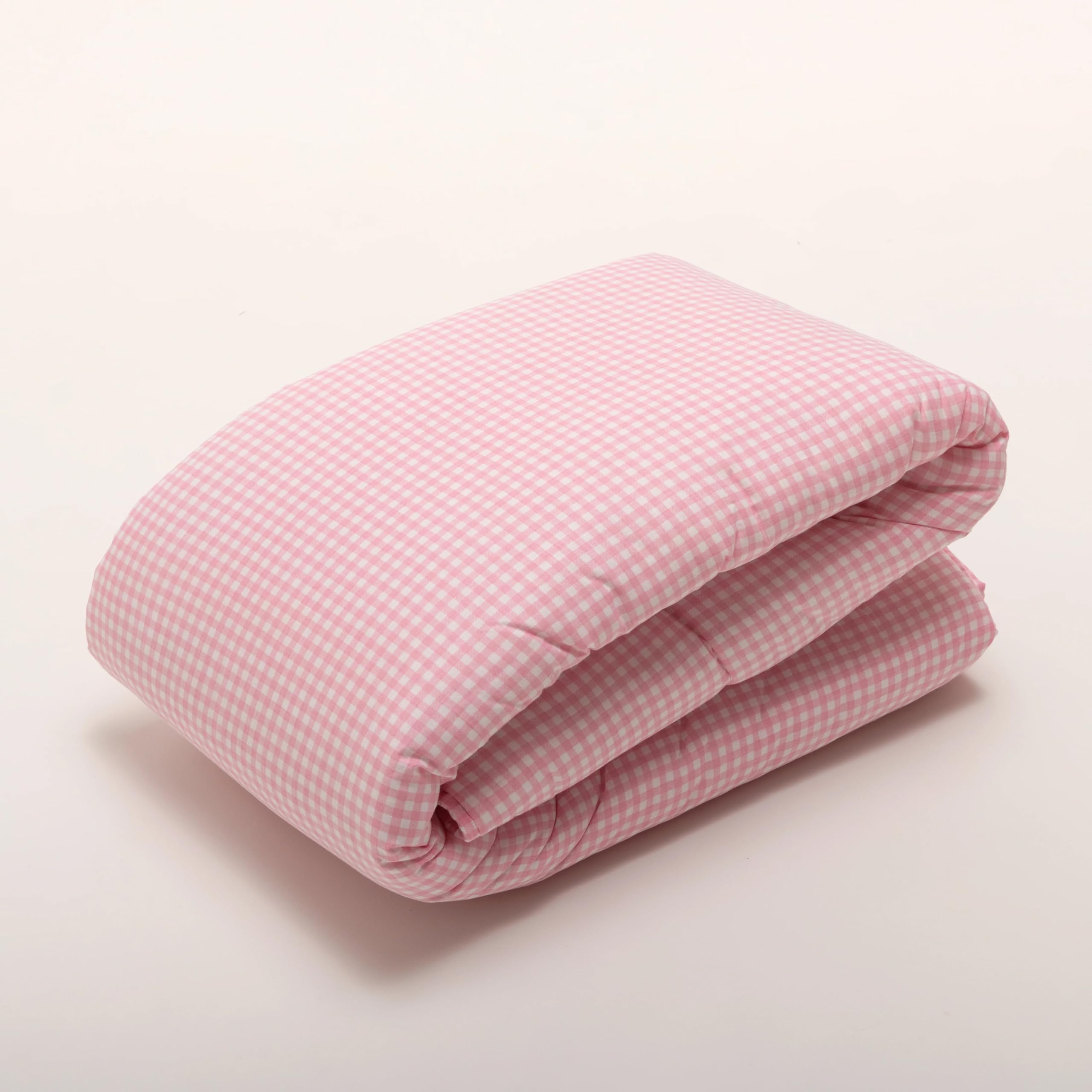 Edredón Cuna Vichy Rosa - Maxi Cuna de 70 x 140 cm - 100% Algodón - 300 gr./m2 - Estampado Cuadrado de Vichy - Fabricado en Portugal