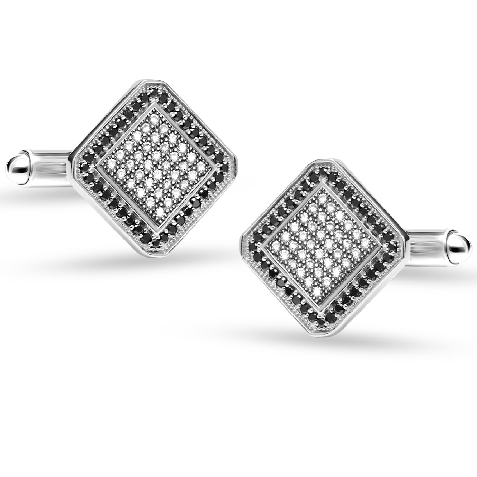 925 Sterling Silver Cufflinks for Men | Cubic Zirconia Square Cuff Links Gifts for Men, Husband | Shirt Cufflinks for Groom