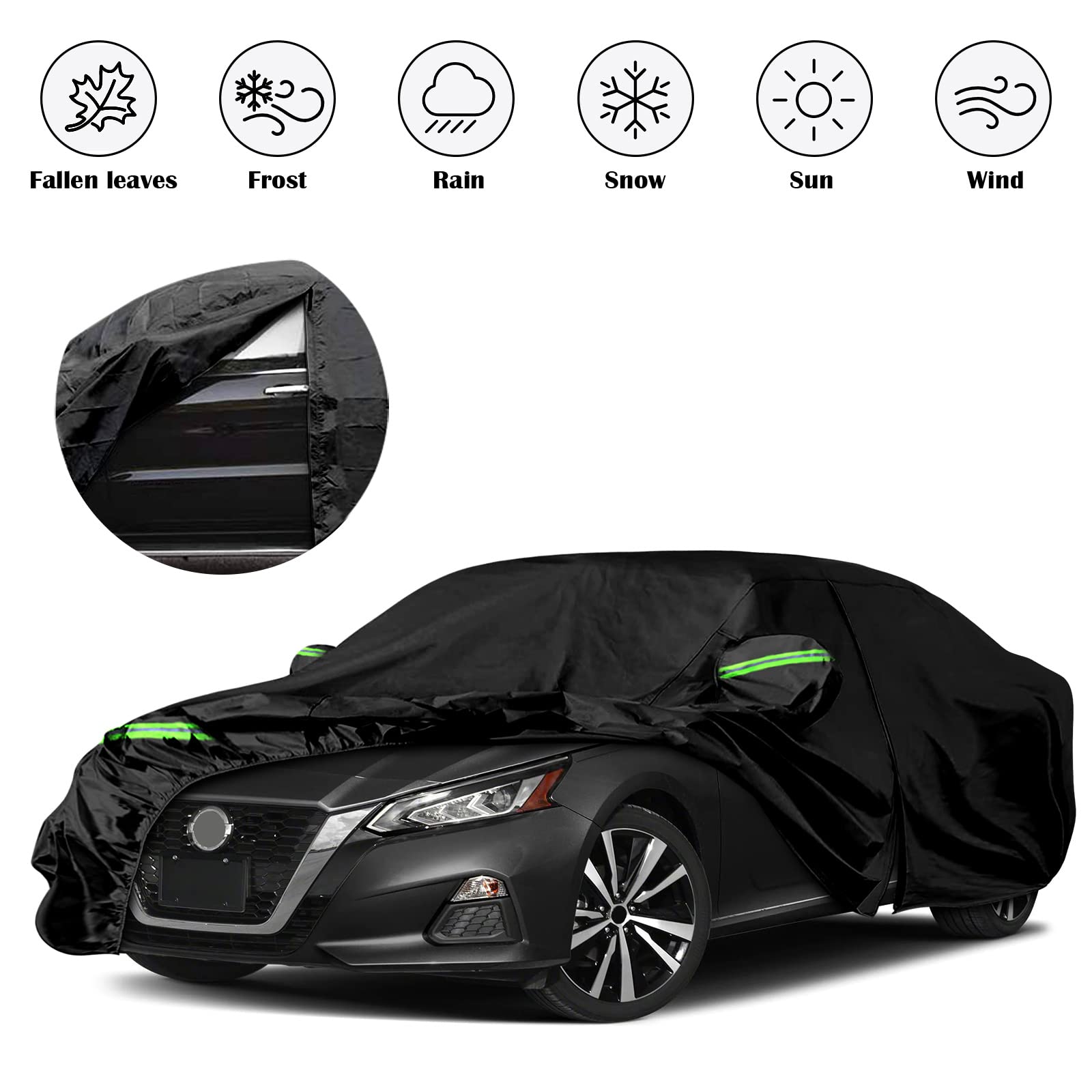 Waterproof Car Covers Replace for 2002-2025 Nissan Altima 6 Layers All Weather Custom-fit Car Cover with Zipper Door — view 7