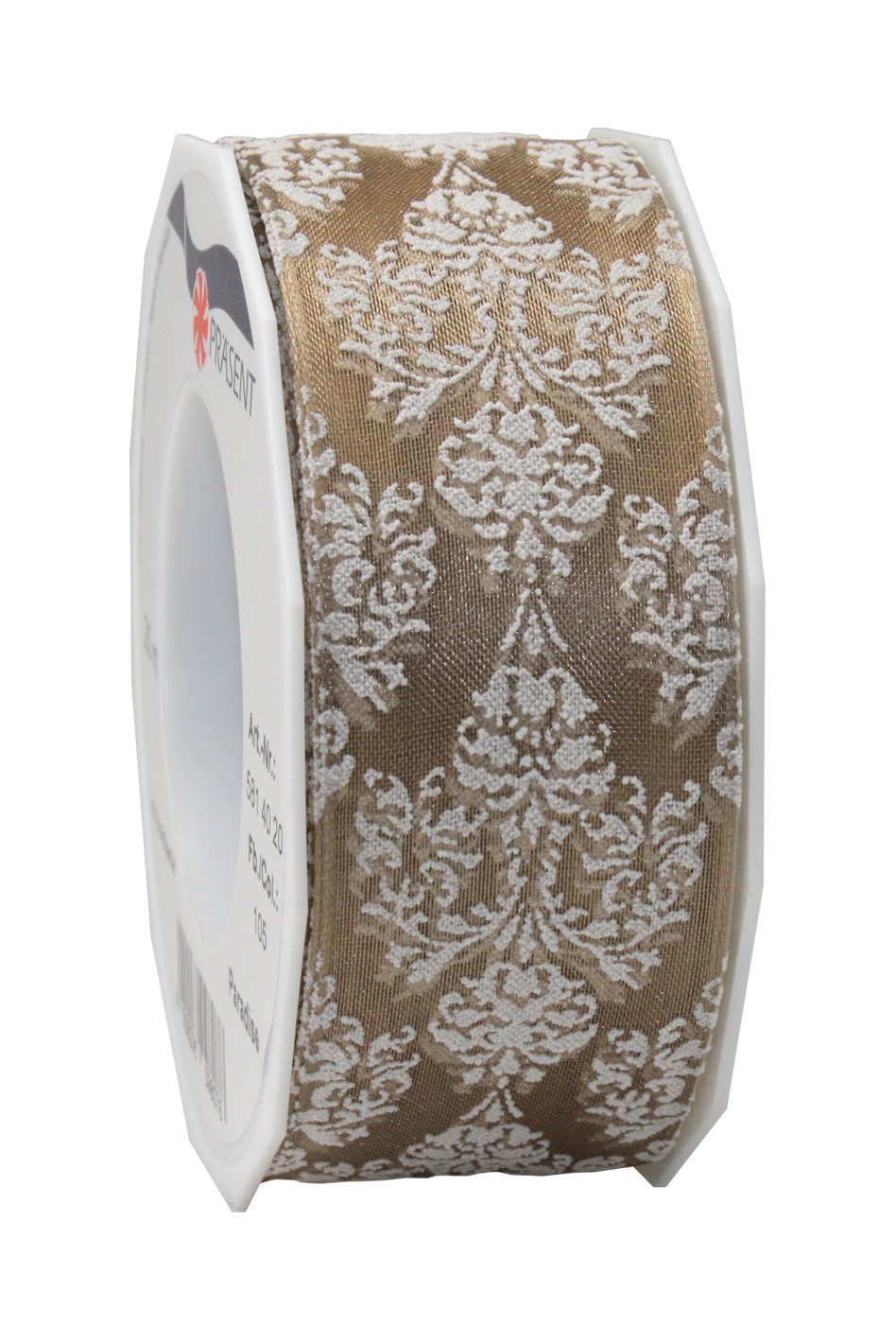 Morex Ribbon Nastro cablato e Stampato, Organza, Crema, 40mm-20m, 20 unità