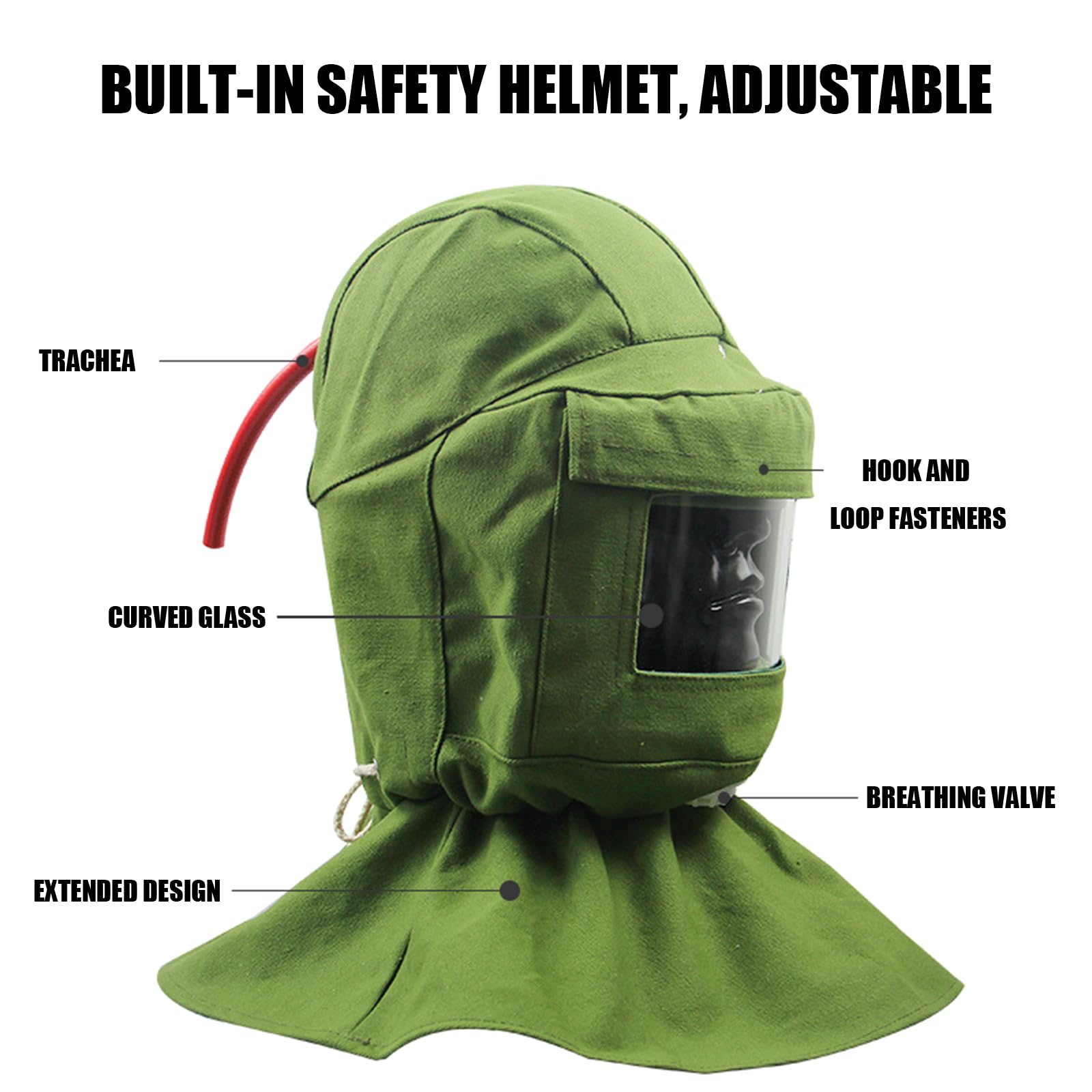 Cagoules de sablage pour casque de travail en PVC pour travaux difficiles