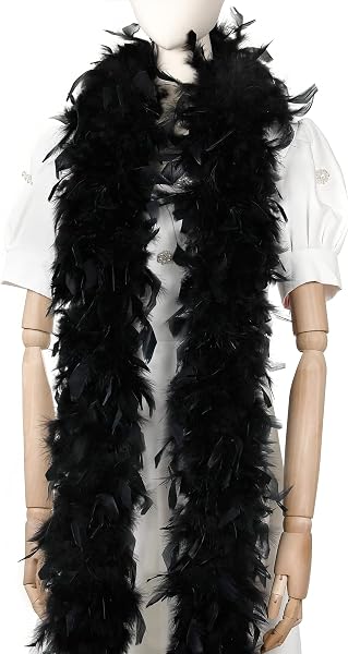 Larryhot Boa en plumes de champagne 1,8 m pour fête, Noël, Mardi Gras, bal masqué, carnaval, concert et décoration d'intérieur - 1